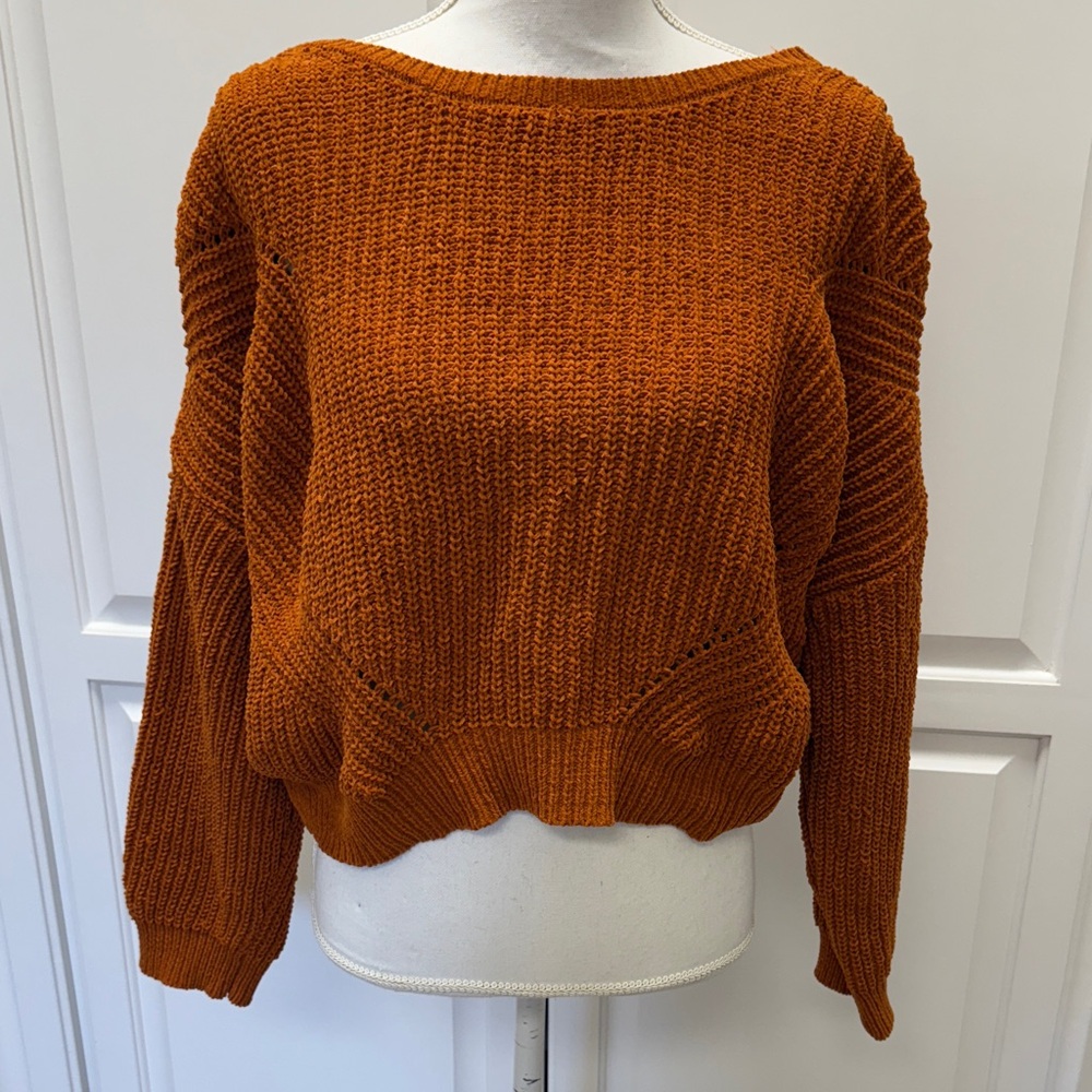 Pink Rose Women's Sweater - Rich Orange NWOT
